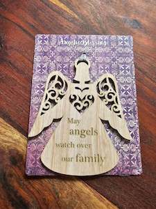 Angelic Blessings Wooden Hanging Ornament - Family