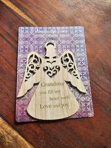 Angelic Blessings Wooden Hanging Ornament - Grandma