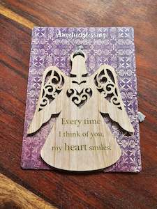 Angelic Blessings Wooden Hanging Ornament - Heart Smiles