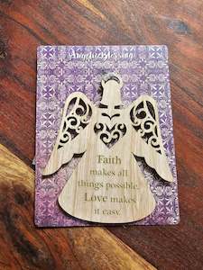 Angelic Blessings Wooden Hanging Ornament - Faith