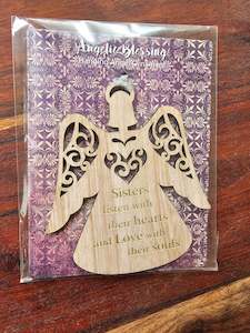 Angelic Blessings Wooden Hanging Ornament - Sisters