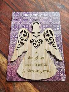 Angelic Blessings Wooden Hanging Ornament - Daughter