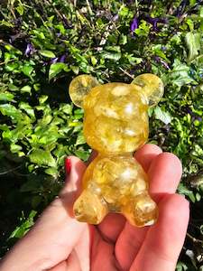 Jewellery: Citrine Chip Filled Resin Bear