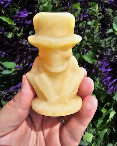 Yellow Calcite Skull Carving