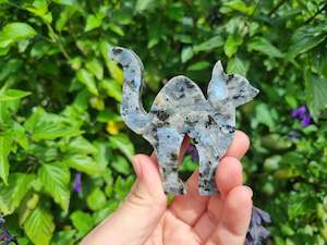 Jewellery: Larvikite Scaredy Cat Carving