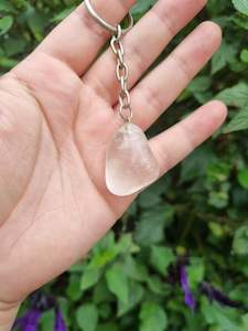 Clear Quartz Tumble Key Ring