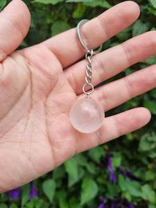 Pale Rose Quartz Sphere Key Ring