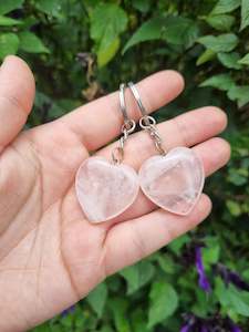 Pale Rose Quartz Heart Key Ring