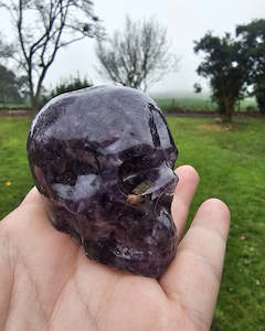 Resin Skull with Amethyst Stones