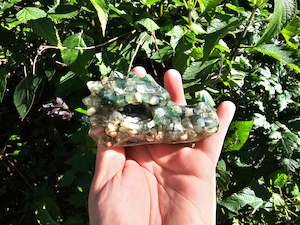 Resin Dragon Head with Moss Agate Stones