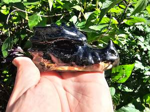 Resin Dragon Head with Black Obsidian Stones