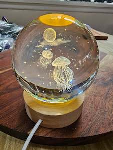 Glass Etched Sphere - Jellyfish