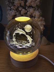 Glass Etched Sphere - Dolphins