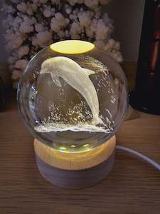 Glass Etched Sphere - Dolphin