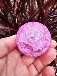 Dyed Pink Crackle Quartz Sphere