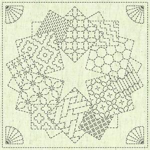 QH Textiles, Sashiko Cloth; Kaza-Guruma 1