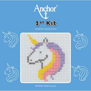 Embroidery Kits: Anchor 1st Kit; Cross Stitch - Unicorn