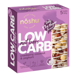 Health food: Low Carb Nut Bars Cranberry, Coconut & Yoghurt 5 Pack - Clearance