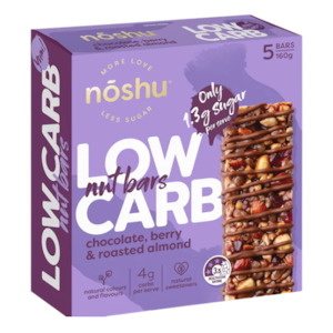 Health food: Low Carb Nut Bars Chocolate, Berry & Roasted Almond 5 Pack - Clearance