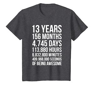 Products: Awesome 13th Birthday Shirt Funny 13 Year Old Birthday Gift