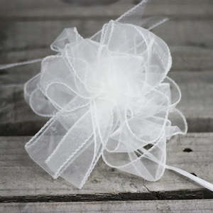 Organza Bow White - 1 piece