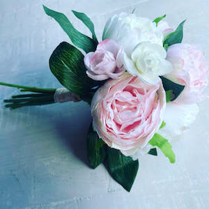 Peony Flower Bouquet - Ivory and Baby Pink