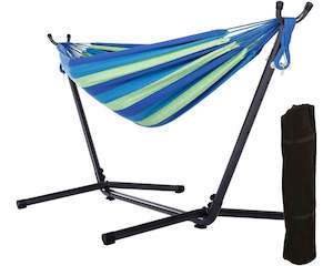 Double Hammock with 9 FT Stand, Space-Saving Steel Stand and Portable Carrying B…