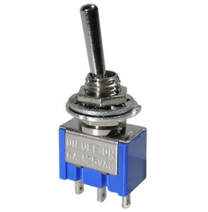 SPDT ON-OFF-ON (Centre-Off) Miniature Toggle Switch 6A 125VAC/ 2A 250VAC 2 Posit…