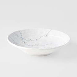 White Blossom Large Shallow Bowl