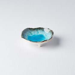 Sky Blue Sauce Dish With Feet