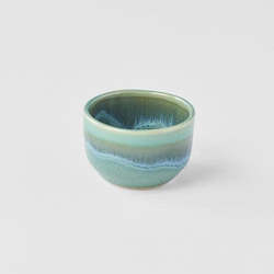 Aqua with Dark Green Drip Sake Cup