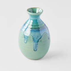 Aqua with Dark Green Drip Sake Jug