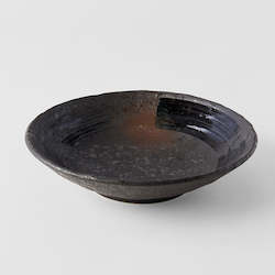 Black Brushstroke Large Shallow Bowl