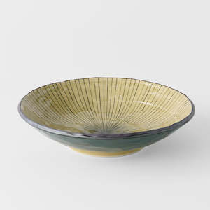 Green Converging Large Shallow Bowl