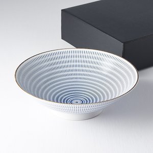 Blue & White Lines Bowl Set