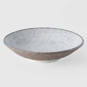 Crazed Grey Large Shallow Bowl