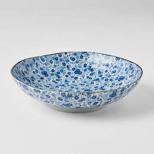 Blue Daisy Shallow Bowl