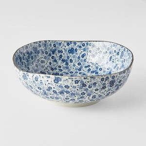 Blue Daisy Large Uneven Bowl