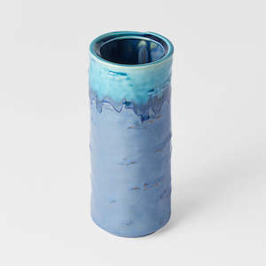 Turquoise & Cobalt Cylinder Vase