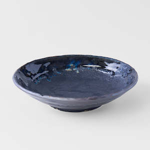 Matte & Shiny Black Large Shallow Bowl