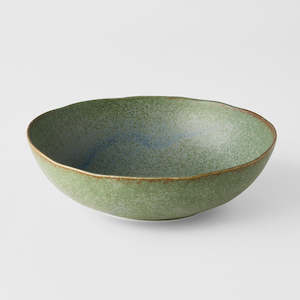 Green Fade Large Oval Bowl