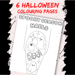 Halloween Nail Art Colouring Pages