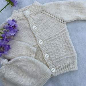 "Kinzie" patterned merino baby cardigan