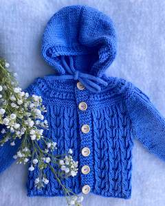 "Cornflowers" relaxed fit merino hoodie (3-6m)