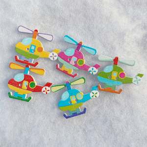 Baby wear: Wooden helicopter buttons - pack of 5