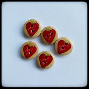 "Strawberry" wooden baby buttons