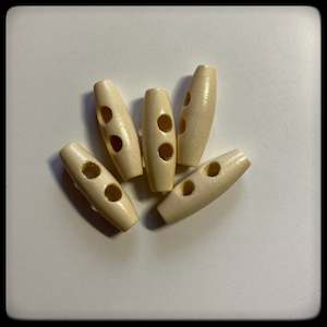 Olive wood toggle buttons - 30x10mm