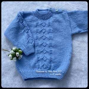 "Jasper" NZ hand knit merino baby sweater