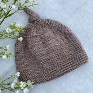 Baby wear: Top-knot merino baby beanie