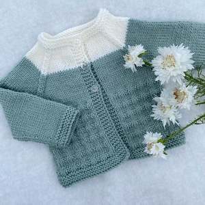 Baby wear: "Charlie" hand knit merino baby cardigan